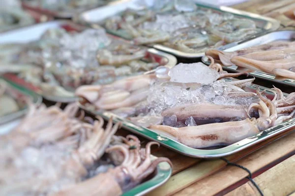 Frischer Tintenfisch Auf Dem Markt — Stockfoto