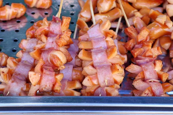 Sausage Fried Bacon — Stock Photo, Image