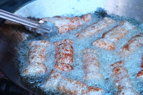 Fried Sausages Street Food — Stock Photo, Image