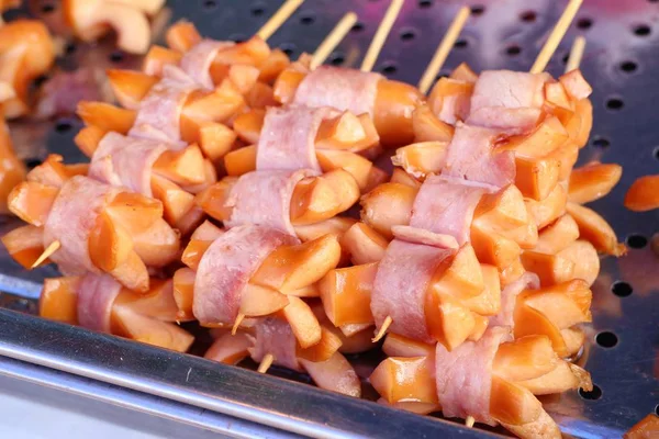 Sausage Fried Bacon — Stock Photo, Image