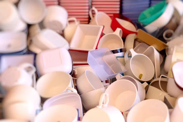 Verkopen Koffiemokken Markt — Stockfoto