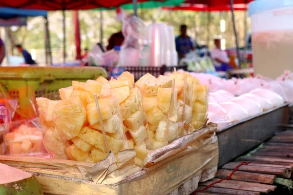 Abacaxi Comida Rua — Fotografia de Stock