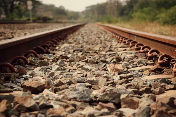 Vasútállomás és a vasúti — Stock Fotó