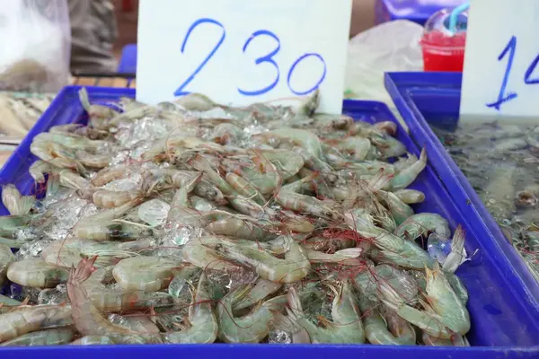 Fresh shrimp at street food — Stock Photo, Image