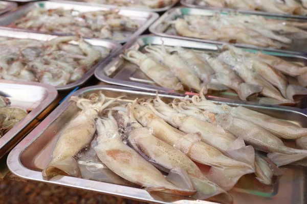 Calamari freschi sul mercato — Foto Stock