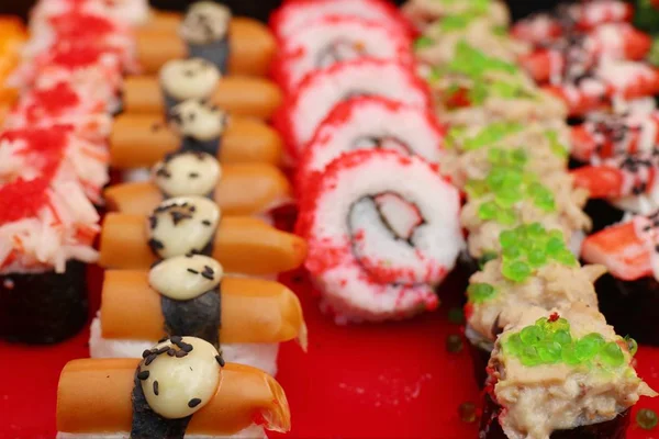 Tasty sushi at street food — Stock Photo, Image