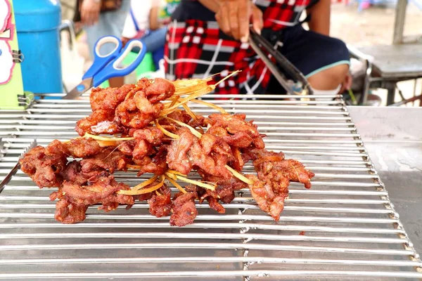 Fried pork at street food — Stock Photo, Image