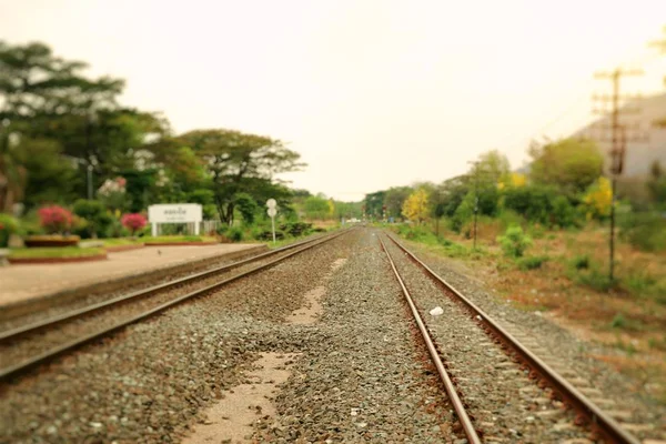 Train station and railway — Stock Photo, Image