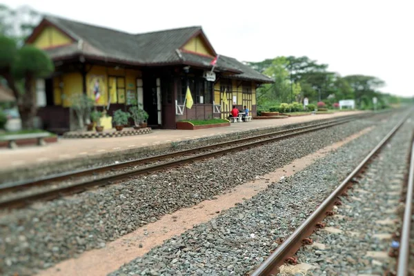 Train station and railway — Stock Photo, Image