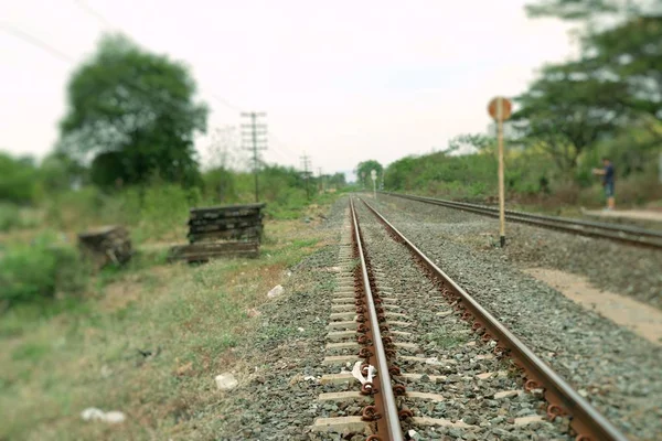 Train station and railway — Stock Photo, Image