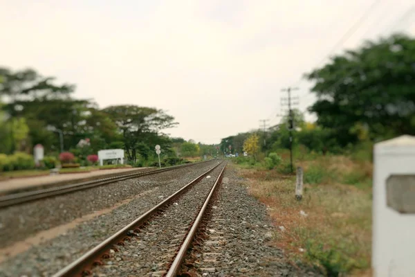 Train station and railway — Stock Photo, Image