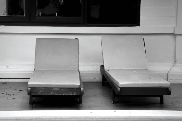 Chair loungers by the pool — Stock Photo, Image