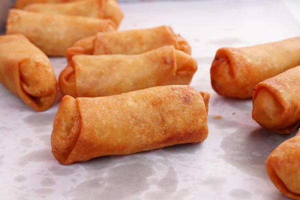 Spring rolls at street food — Stock Photo, Image