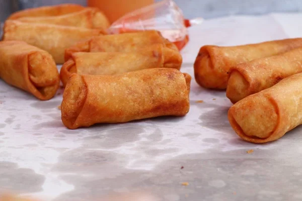 Spring rolls at street food — Stock Photo, Image