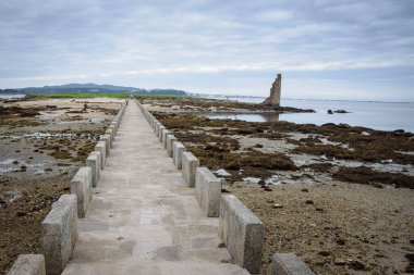 San Sadurnino adasının Puen 'i ve Cambados, Rias Bajas, Pontevedra, Galiçya, İspanya, Avrupa manzarası.