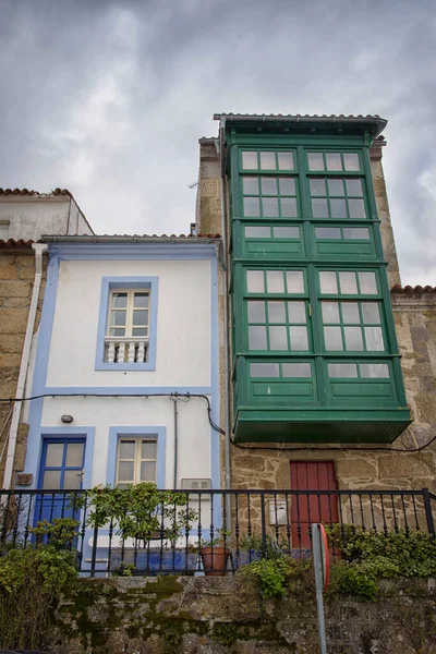 Farbige Fassaden Von Fischerhäusern Cambados Rias Bajas Pontevedra Galicien Spanien — Stockfoto