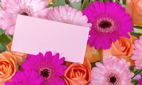 Μπουκέτο Λουλούδια Κάρτα Και Θέση Για Κείμενο Εικόνα Αρχείου