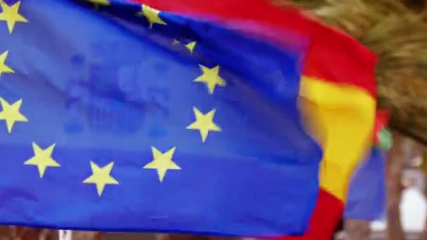 Diferite Steaguri Ale Statelor Membre Ale Uniunii Europene — Videoclip de stoc