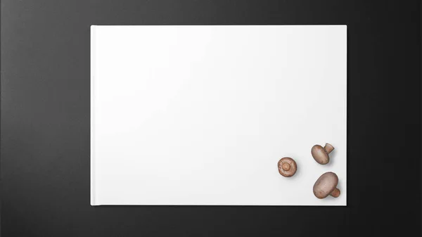 Pilze Auf Dem Papier Auf Schwarzem Hintergrund — Stockfoto