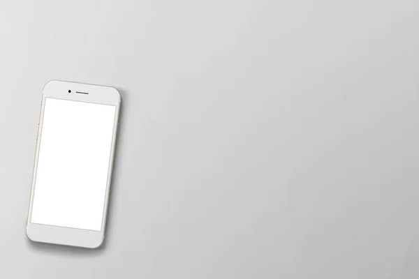 Modern beyaz ofis çalışma tablosu ile smartphone üstten görünüm kadar sahte