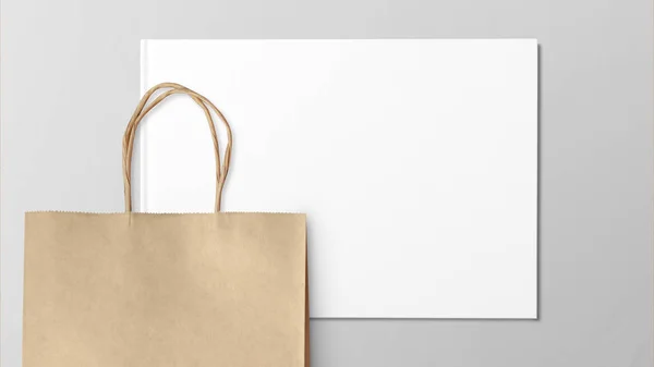 Τσάντα Για Ψώνια Χαρτί Απομονώνονται Γκρι Φόντο — Φωτογραφία Αρχείου