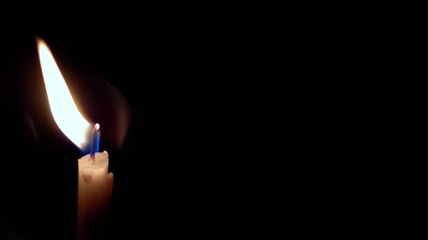 One Small Lit Red Candle Black Background — Stock Photo, Image