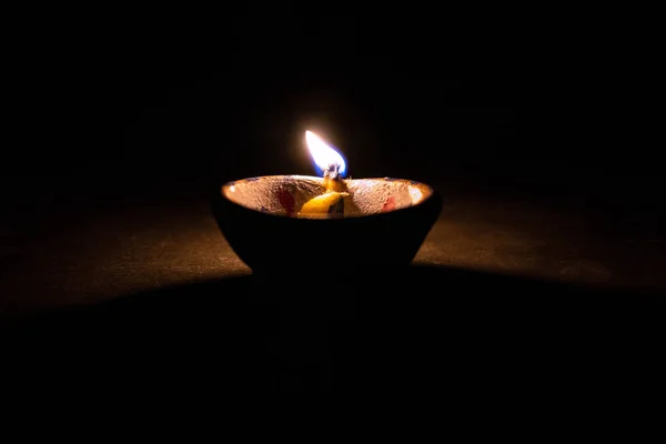 Diya Lampen Aus Ton Entzündeten Sich Während Der Diwali Feier — Stockfoto