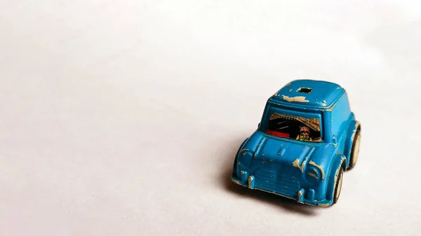 Selective Focused Car Toy Side View Photo Shot Blue Toy — Stock Photo, Image