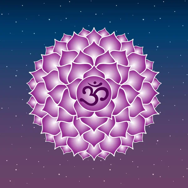 Sahasrara Chakra Icono Símbolo Púrpura Yoga Esotérico Budismo Indio Hinduismo — Vector de stock