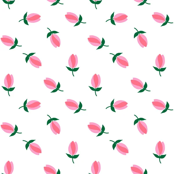 Fiore Rosa Modello Tulipani Vettore Senza Soluzione Continuità — Vettoriale Stock