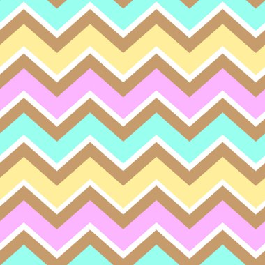Chevron Turkuaz Beyaz Sarı Pembe kahverengi Dikişsiz desen vektör.
