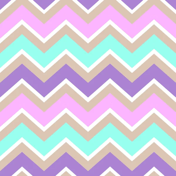 雪佛龙绿白色紫色粉红色奶油色无缝图案矢量 — 图库矢量图片
