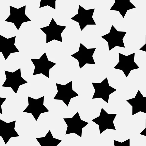 Estrellas Negras Sobre Fondo Blanco Patrón Inconsútil Vector — Archivo Imágenes Vectoriales