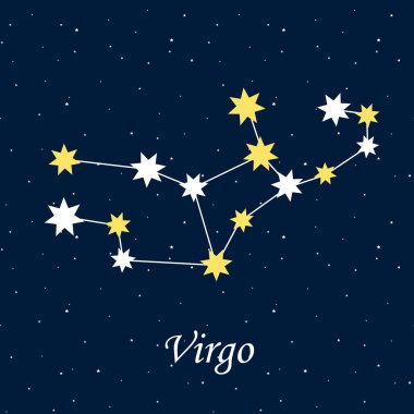 takımyıldızı başak zodyak Astroloji Astroloji yıldız gece illüstrasyon vektör.