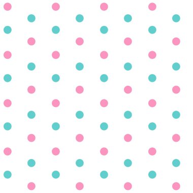 Beyaz arka plan sorunsuz model vektör pembe ve mavi noktalar.