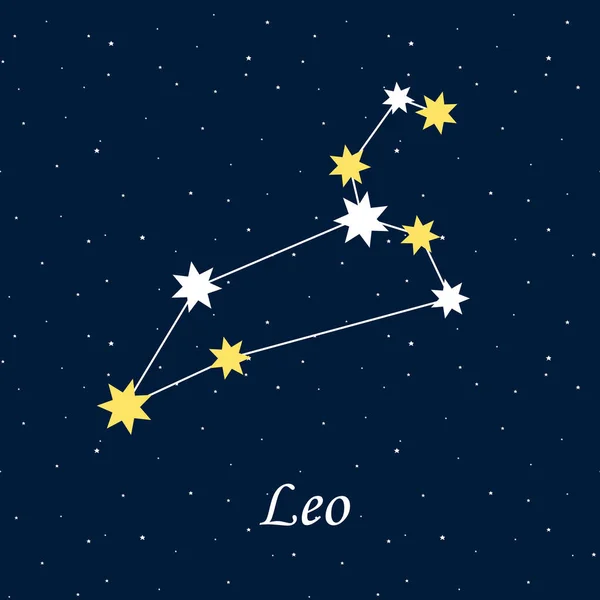 Konstelasi Leo Zodiak Horoskop Bintang Astrologi Malam Ilustrasi Vektor - Stok Vektor
