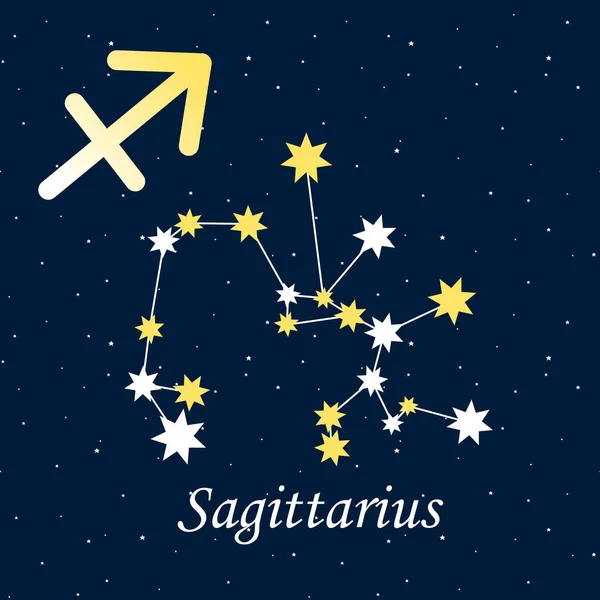 Constelação Sagitário Zodíaco Horóscopo Astrologia Estrelas Noite Ilustração Vetor — Vetor de Stock