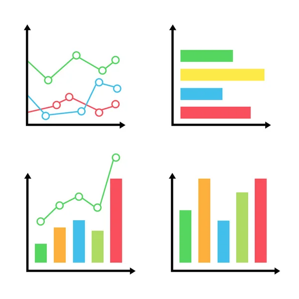 Diagramas Coloridos Gráficos Ícone Conjunto Vetor Negócios — Vetor de Stock