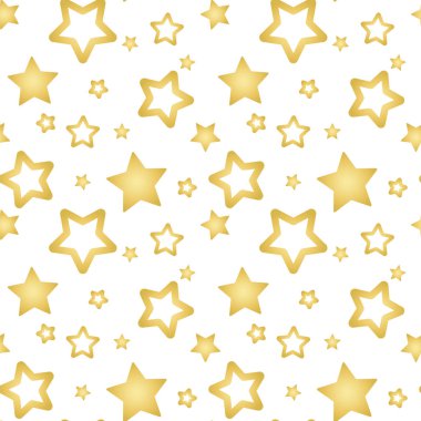 Beyaz arka plan deseni sorunsuz vektör üzerinde altın yıldız.