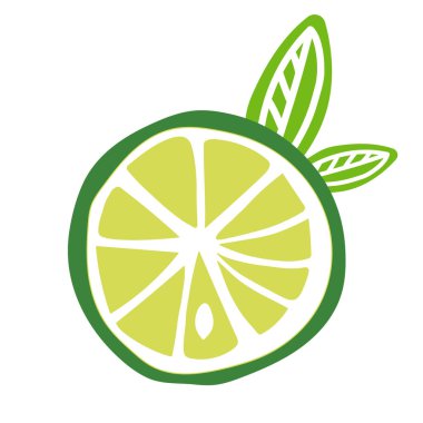 kesilmiş meyve limonlu simge vektör yaprak.