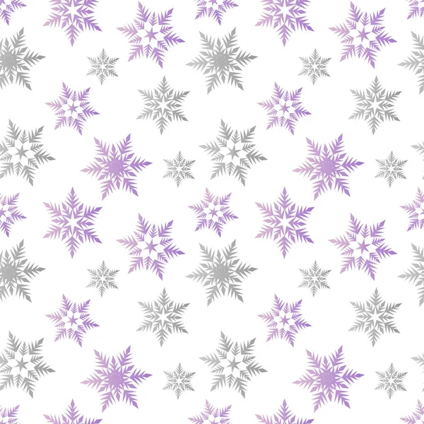 Пастельні Сніжинки Фіолетовий Сірий Зимовий Візерунок Безшовний Вектор — стоковий вектор