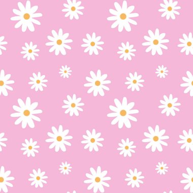 açık pembe pastel renkli model sorunsuz vektör üzerinde papatya.