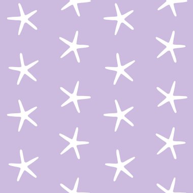 beyaz deniz okyanus denizyıldızı üzerinde mor arka plan deseni sorunsuz vektör yıldız.