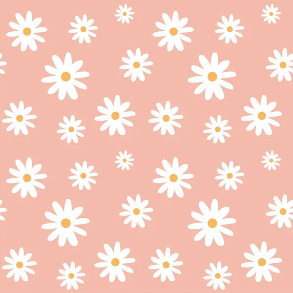 Chamomile Light Peach Color Pastel Background Pattern Seamless Vector — Stock Vector