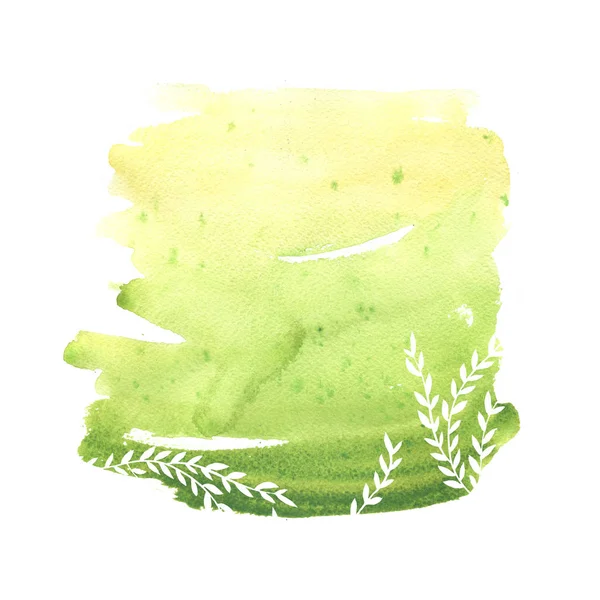 El Beyaz arka plan üzerinde soyut suluboya çizin. Gazetede sıçramasına renk. Nokta. Doku arka plan. Yeşil ve altın