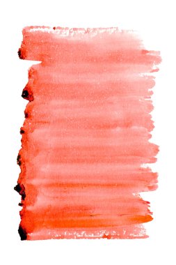 Yaşam mercan rengi. Soyut boya lekeleri beyaz arka plan üzerinde. Renk suluboya lekeleri, engelliyor, sıçramasına. Yıl 2019 rengini