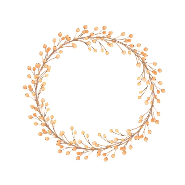 Watercolor Wreath Floral Frame Leaves Leaf Branches Hand Drawn Illustration — Stock Photo, Image