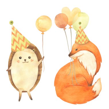 Suluboya Doğum günü. Beyaz arka plan üzerinde izole karikatür kroki illüstrasyon el çizilmiş. Doğum günü kartı koleksiyonları