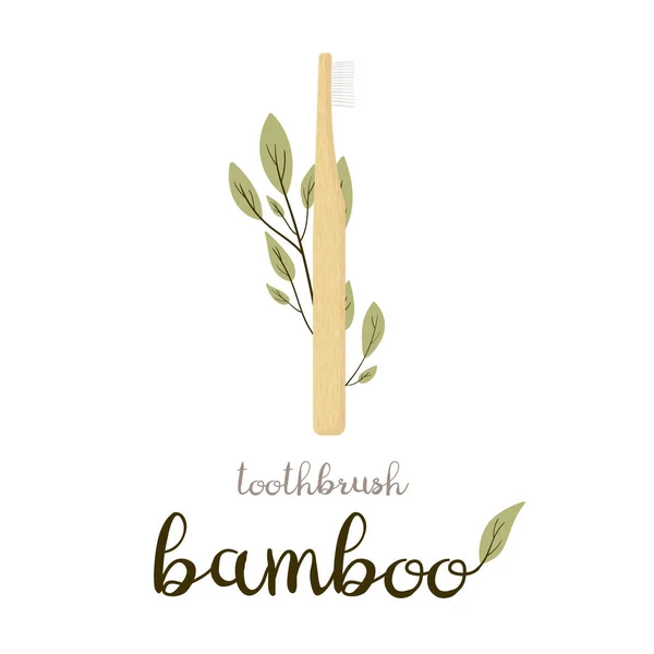 Brosse Dents Bambou Soin Avec Différents Types Poils Aller Vert — Image vectorielle