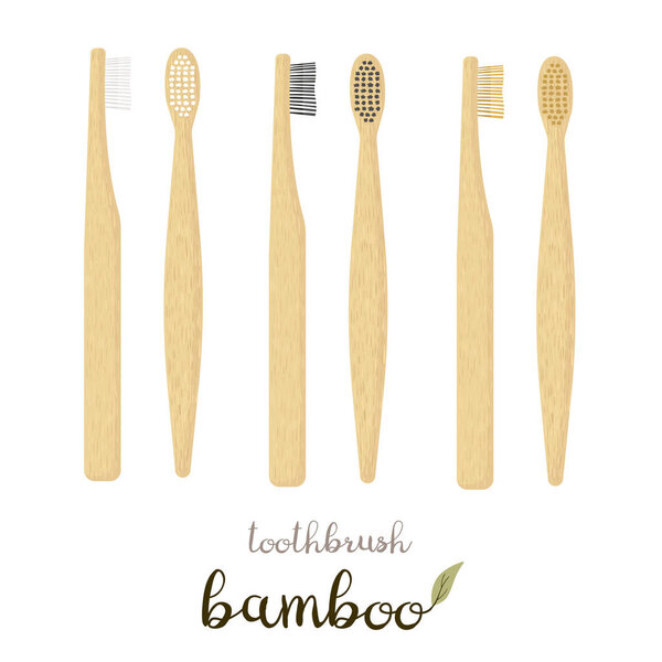 Bamboo Toothbrush Care with different types of bristles. Go Green, Zero Waste.